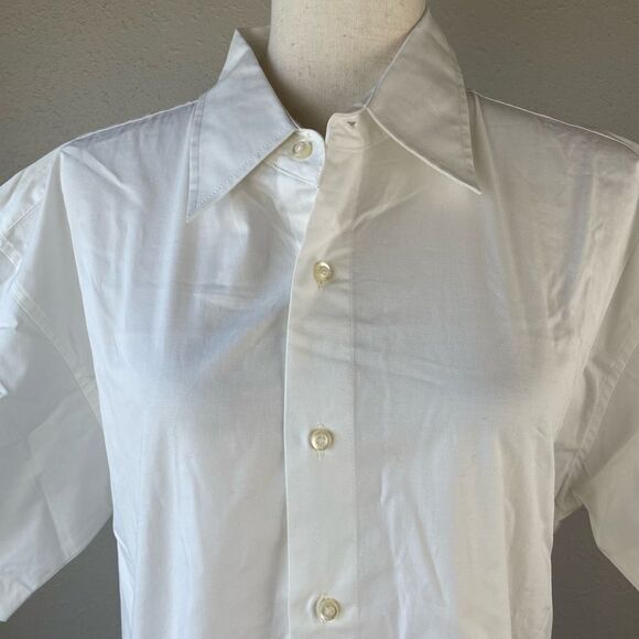 NWT PX Clothing White Button Down Short Sleeve Shirt Size L - Picture 2 of 6